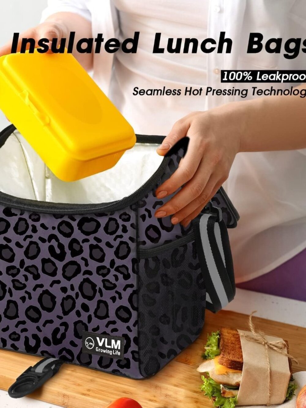 Lunch Bags for Women,Leakproof Insulated Floral Lunch Box with Adjustable Should - Picture 3 of 6